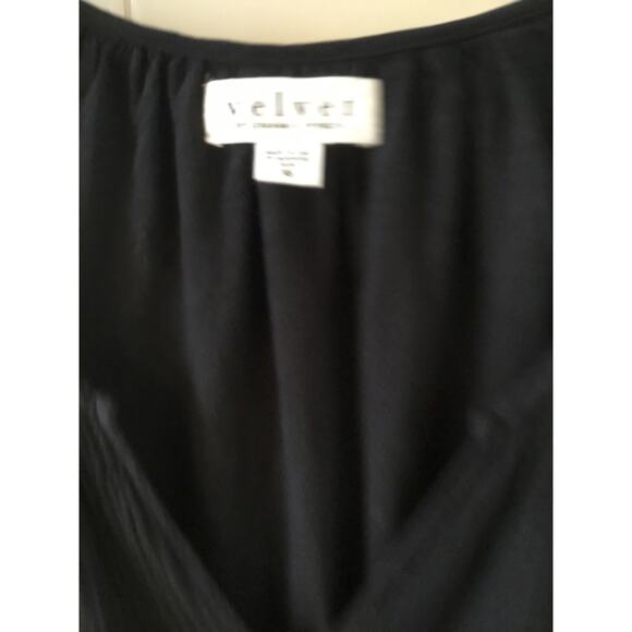 Velvet By  Graham & Spencer Gauzy Cotton Midi Dress Black Boho Peasant  Size XS - Picture 5 of 6